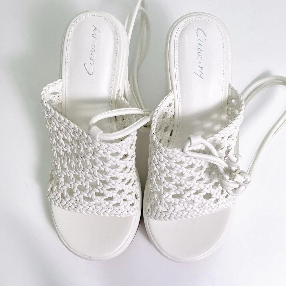 Sam Edelman Paislie White Woven Ankle Tie Platform Sandals Sz 7.5 NEW